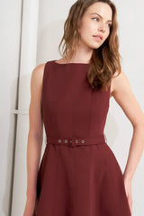 LIVING THE DREAM WINE WOVEN MIDI DRESS - Flying Tomato - Flyclothing LLC