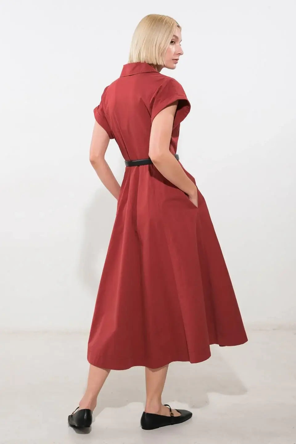 PERFECT BALANCE WOVEN MIDI DRESS - Flying Tomato - Flyclothing LLC