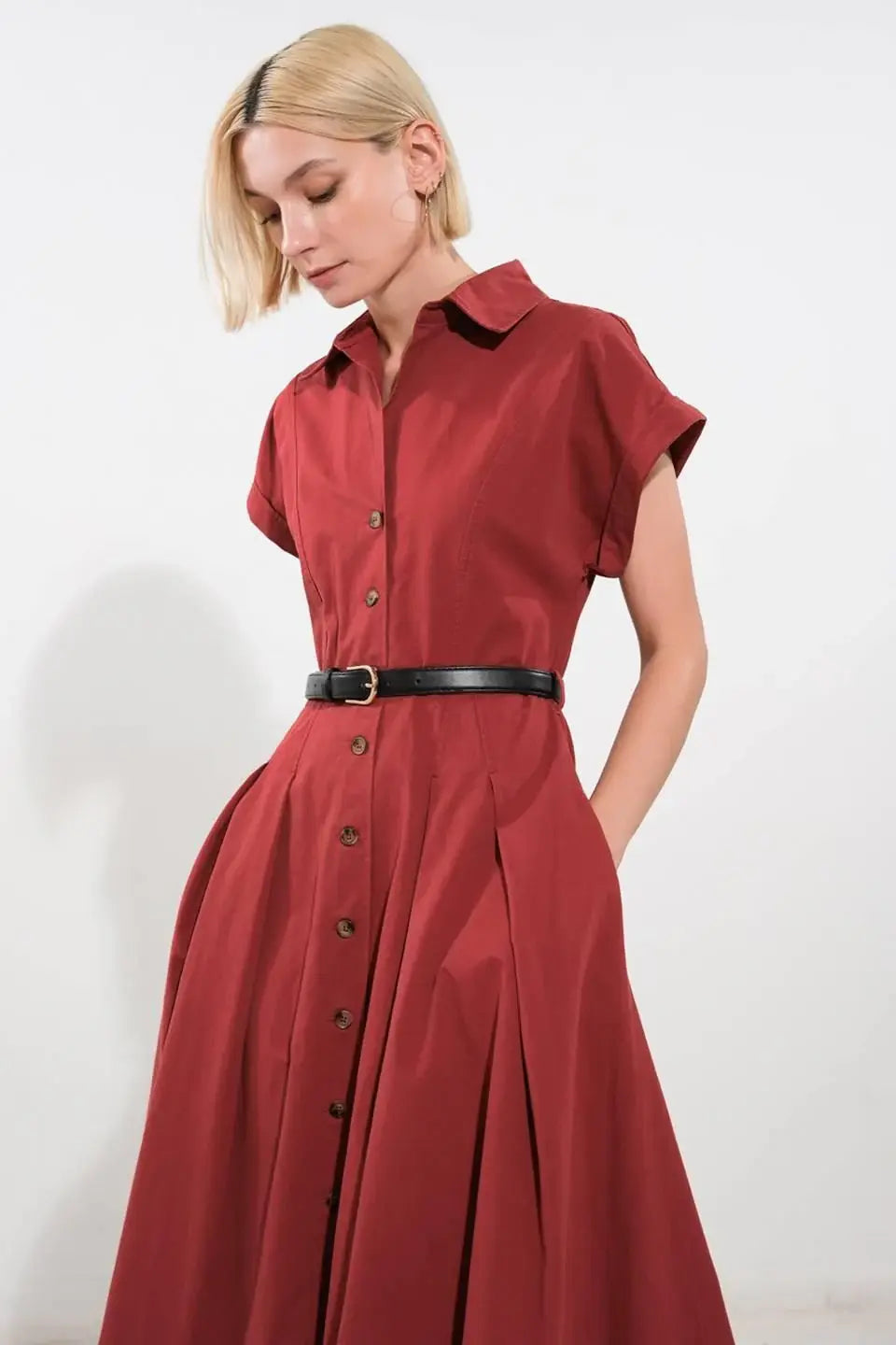 PERFECT BALANCE WOVEN MIDI DRESS - Flying Tomato - Flyclothing LLC