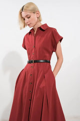 PERFECT BALANCE WOVEN MIDI DRESS - Flying Tomato - Flyclothing LLC