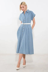 SOAK IN THE SUN DENIM MIDI DRESS - Flying Tomato - Flyclothing LLC