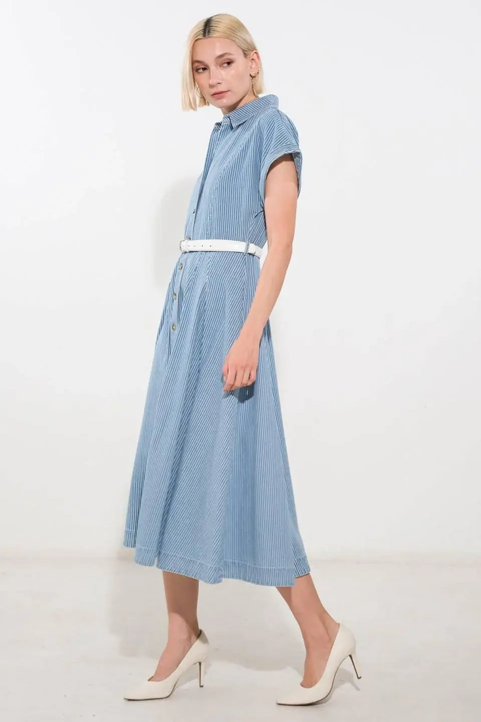 SOAK IN THE SUN DENIM MIDI DRESS - Flying Tomato - Flyclothing LLC