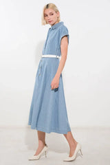 SOAK IN THE SUN DENIM MIDI DRESS - Flying Tomato - Flyclothing LLC