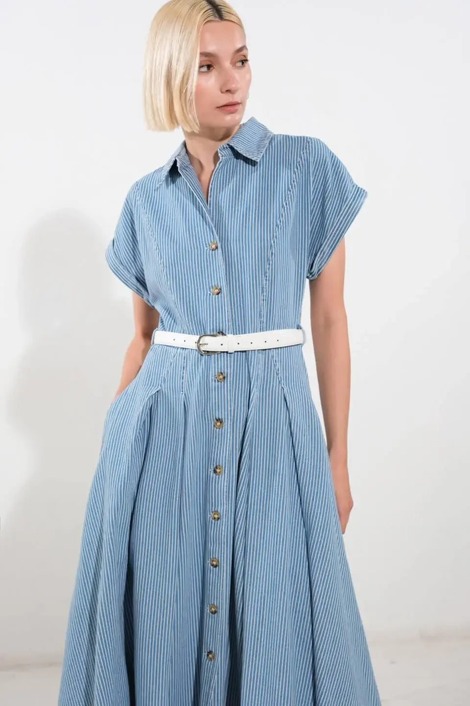 SOAK IN THE SUN DENIM MIDI DRESS - Flying Tomato - Flyclothing LLC
