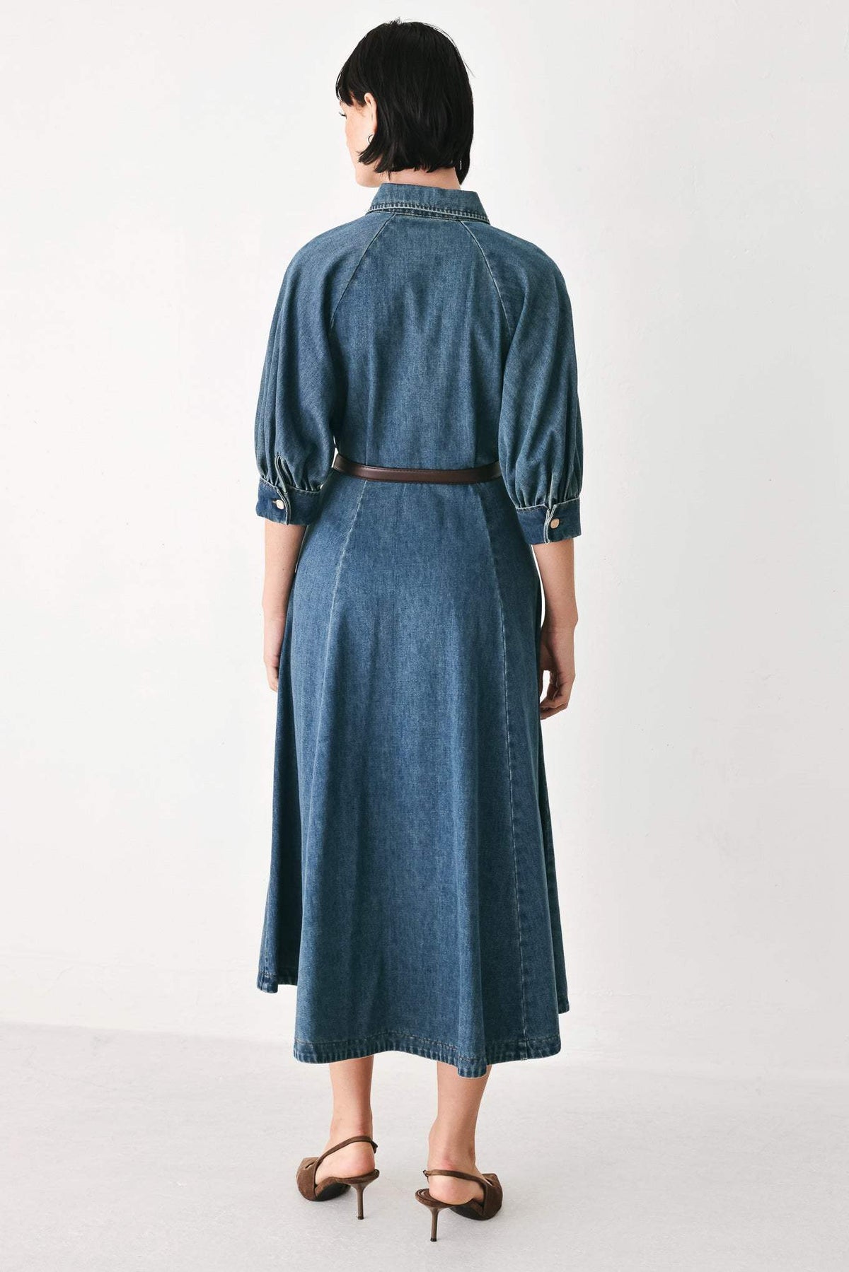 DIVIDE AND CONTOUR DENIM MIDI DRESS - Flying Tomato - Flyclothing LLC