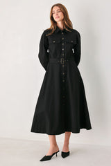 CHARMING DECISION WOVEN MIDI DRESS