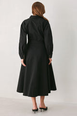 CHARMING DECISION WOVEN MIDI DRESS