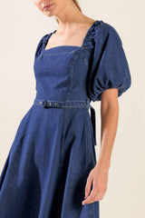 ALL SPRUCED UP DENIM MIDI DRESS - Flying Tomato - Flyclothing LLC