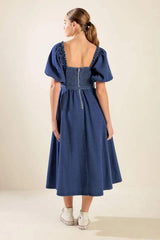 ALL SPRUCED UP DENIM MIDI DRESS - Flying Tomato - Flyclothing LLC