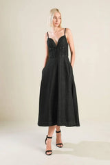 YOU ARE MY SUNSHINE DENIM MIDI DRESS - Flying Tomato - Flyclothing LLC