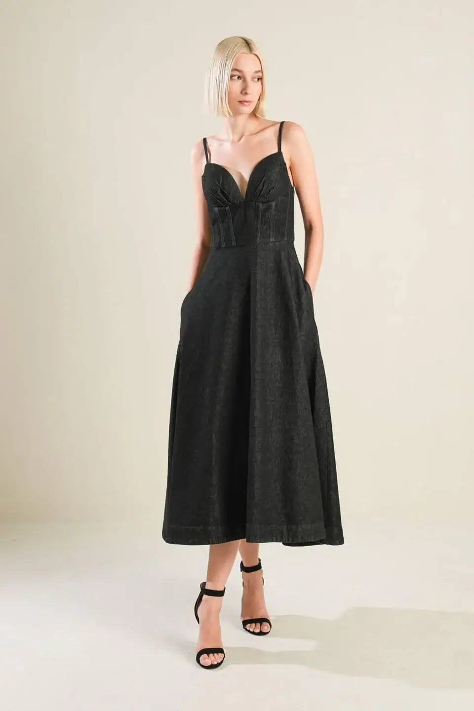YOU ARE MY SUNSHINE DENIM MIDI DRESS - Flying Tomato - Flyclothing LLC