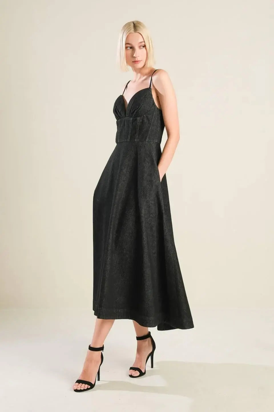 YOU ARE MY SUNSHINE DENIM MIDI DRESS - Flying Tomato - Flyclothing LLC