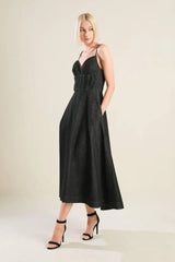 YOU ARE MY SUNSHINE DENIM MIDI DRESS - Flying Tomato - Flyclothing LLC