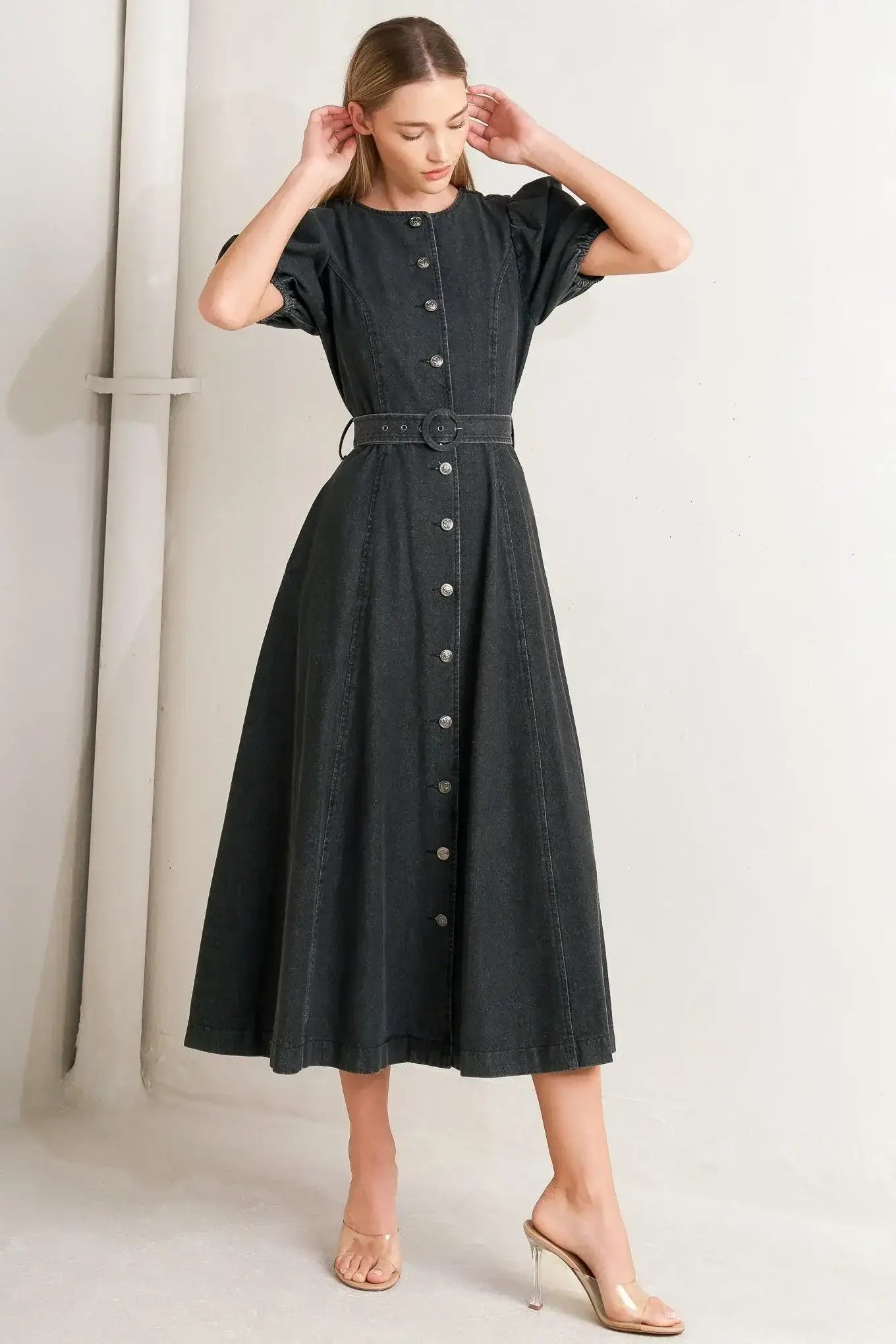 IN MY MIND DENIM MIDI DRESS - Flying Tomato - Flyclothing LLC