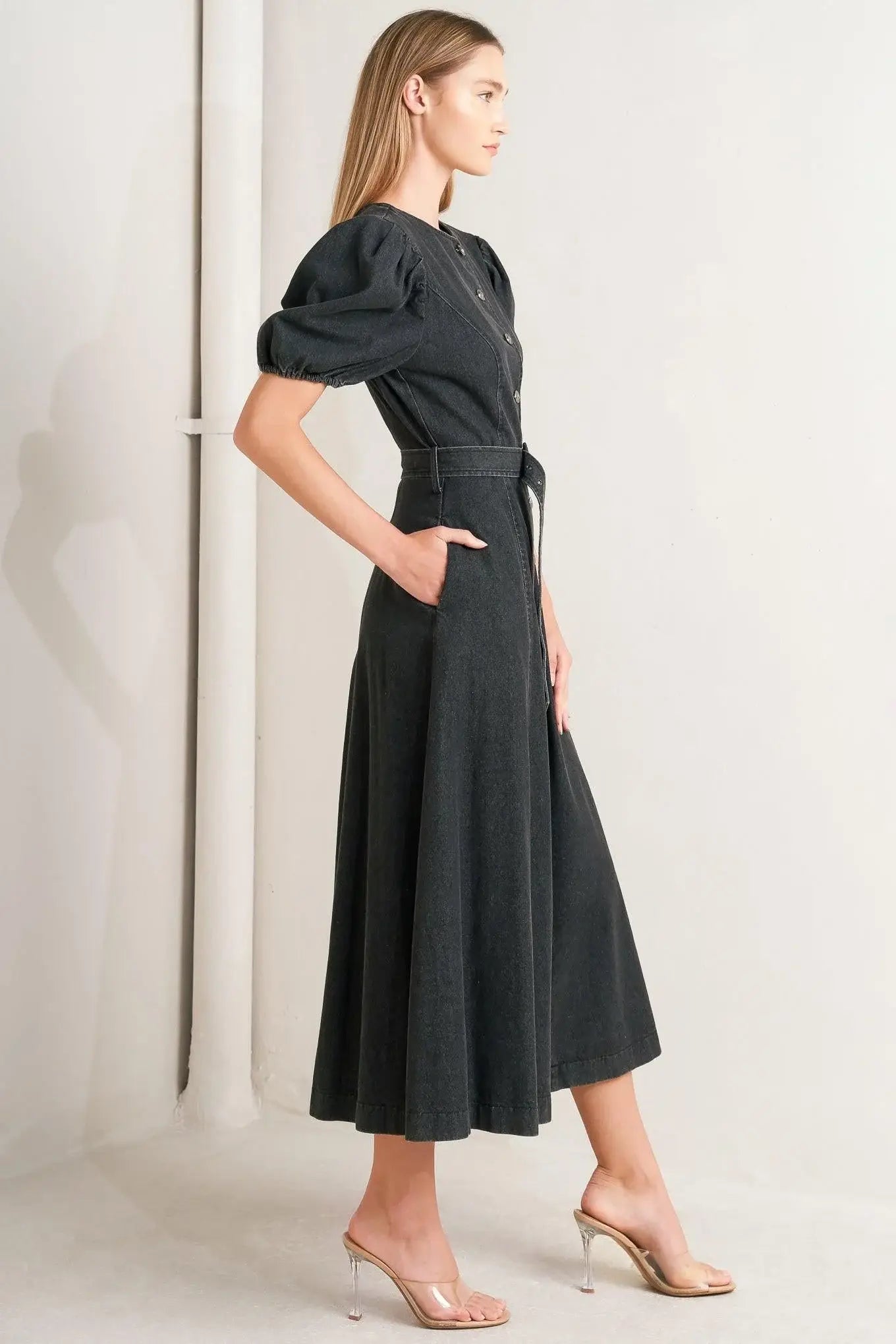 IN MY MIND DENIM MIDI DRESS - Flying Tomato - Flyclothing LLC