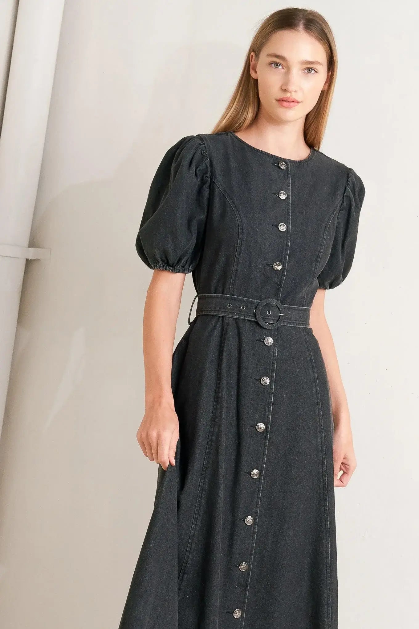 IN MY MIND DENIM MIDI DRESS - Flying Tomato - Flyclothing LLC