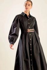 MIDNIGHT MASQUERADE WOVEN MIDI DRESS - Flying Tomato - Flyclothing LLC