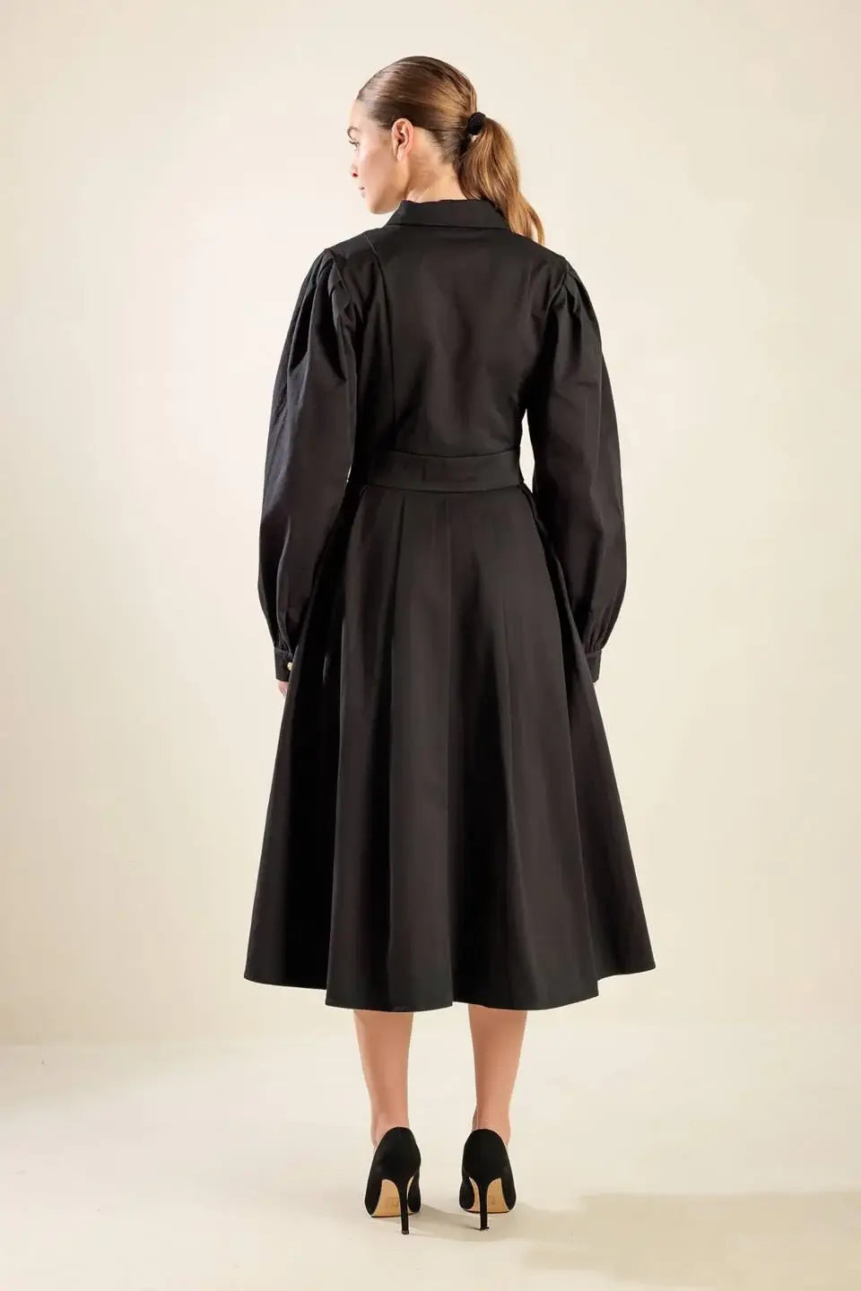 MIDNIGHT MASQUERADE WOVEN MIDI DRESS - Flying Tomato - Flyclothing LLC