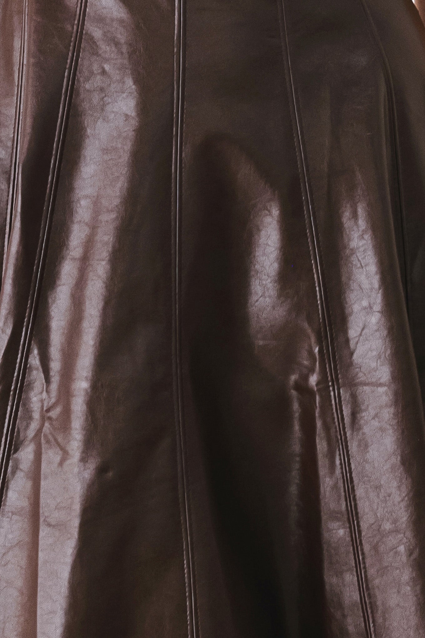 DARK TRUFFLE FAUX LEATHER MIDI DRESS