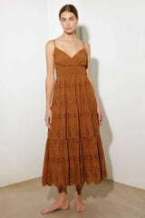 LUMINOUS BLISS WOVEN EYELET MIDI DRESS - Flying Tomato - Flyclothing LLC