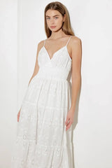 LUMINOUS BLISS WOVEN EYELET MIDI DRESS - Flying Tomato - Flyclothing LLC