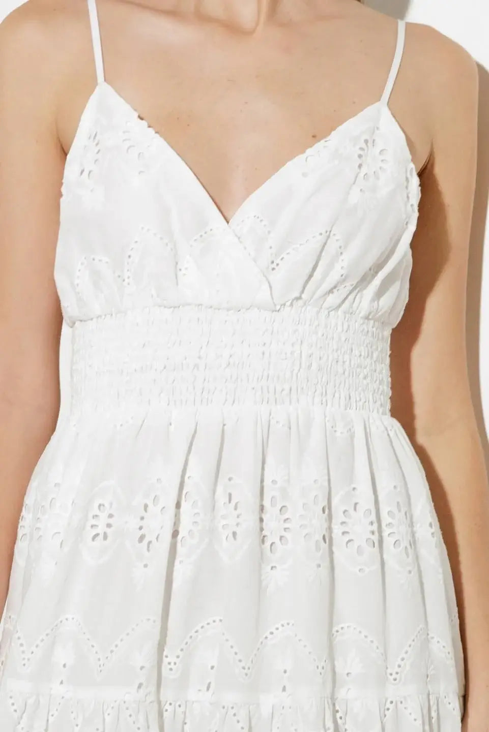 LUMINOUS BLISS WOVEN EYELET MIDI DRESS - Flying Tomato - Flyclothing LLC