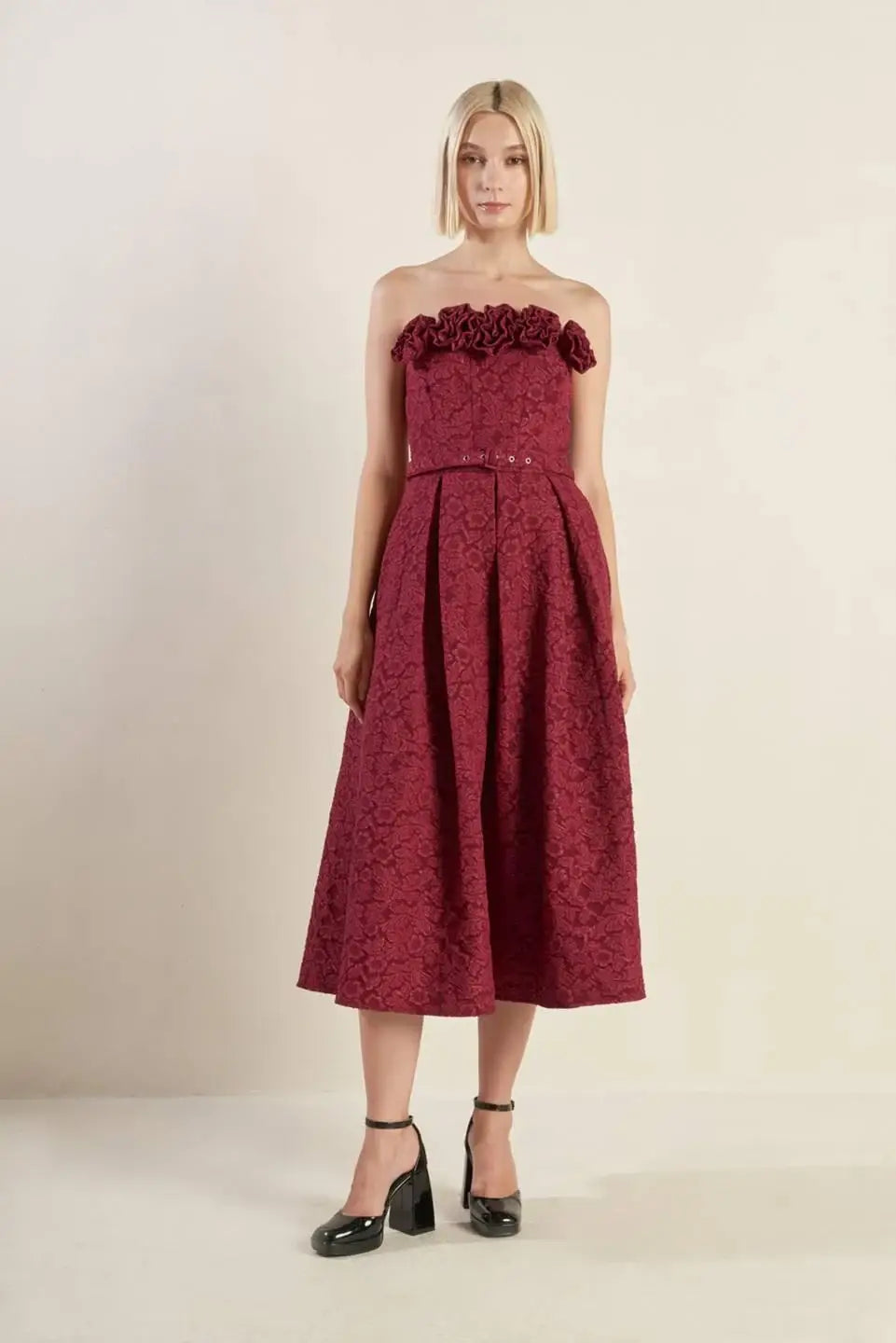 GLORIOUS SHINE WOVEN MIDI DRESS - Flying Tomato - Flyclothing LLC