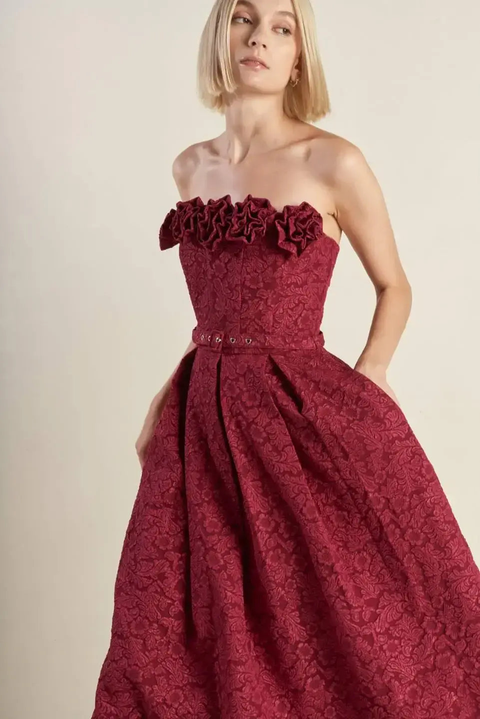 GLORIOUS SHINE WOVEN MIDI DRESS - Flying Tomato - Flyclothing LLC