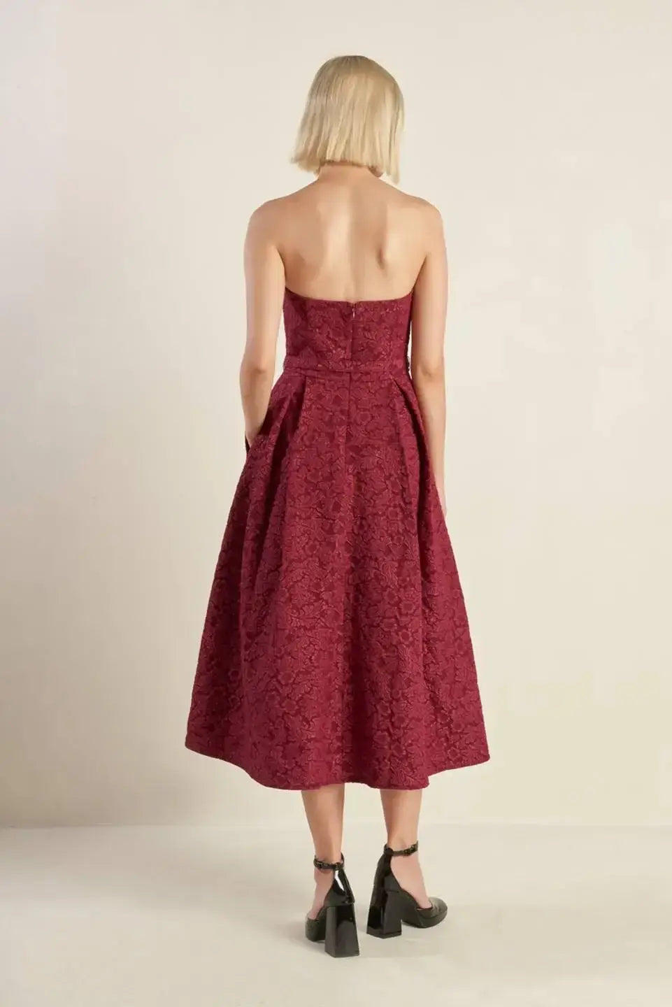 GLORIOUS SHINE WOVEN MIDI DRESS - Flying Tomato - Flyclothing LLC
