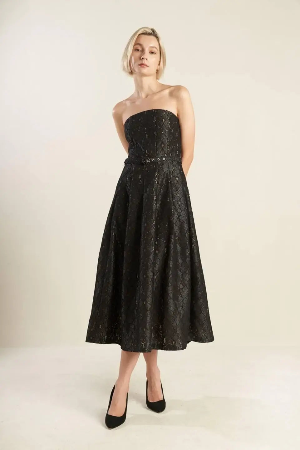 THE TRUTH IS WOVEN LACE MIDI DRESS - Flying Tomato - Flyclothing LLC