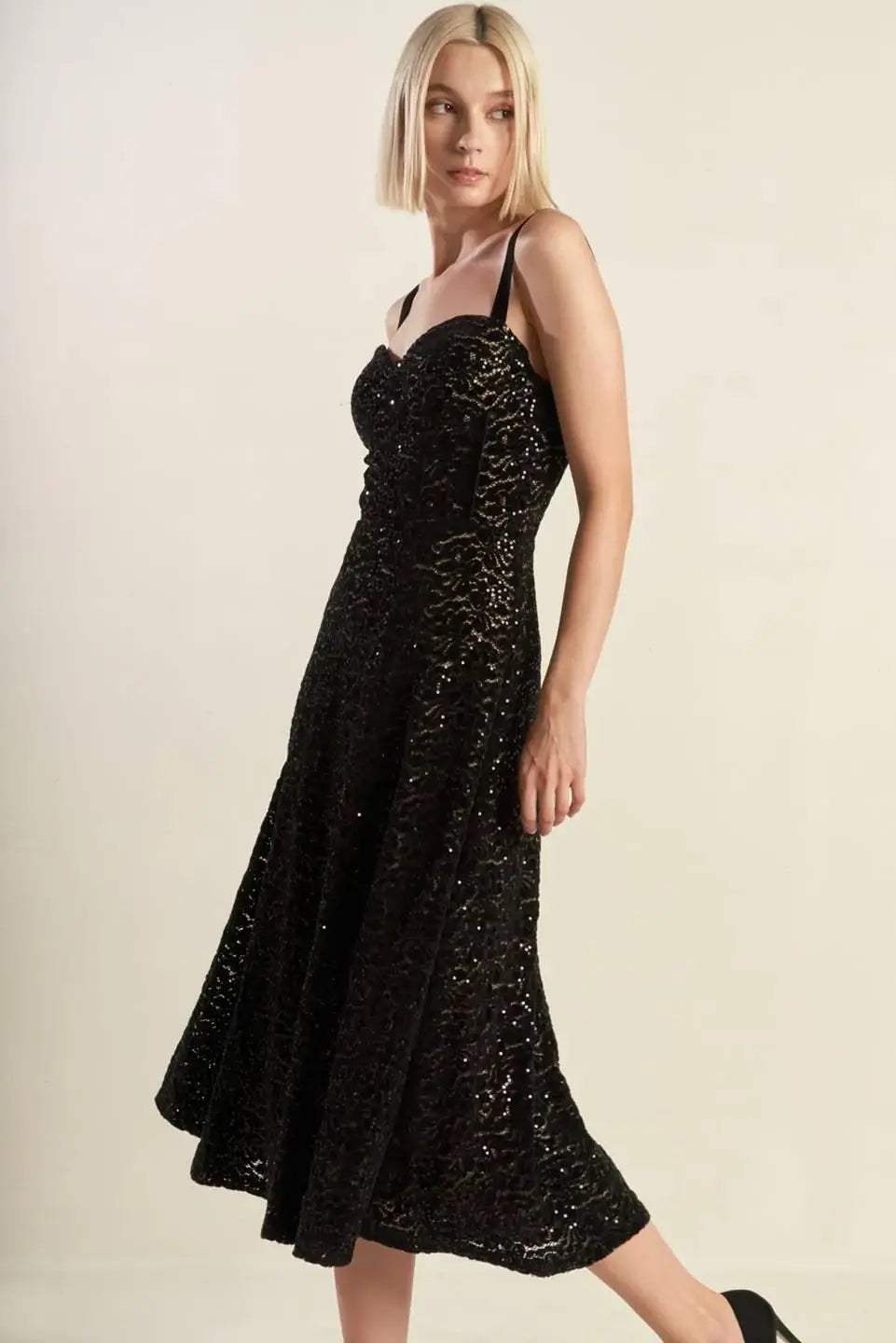 STAPLE MOMENT WOVEN LACE MIDI DRESS - Flying Tomato - Flyclothing LLC