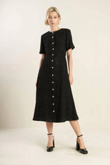 SOMETHING MORE TWEED WOVEN MIDI DRESS - Flying Tomato - Flyclothing LLC