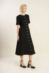 SOMETHING MORE TWEED WOVEN MIDI DRESS - Flying Tomato - Flyclothing LLC