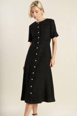 SOMETHING MORE TWEED WOVEN MIDI DRESS - Flying Tomato - Flyclothing LLC