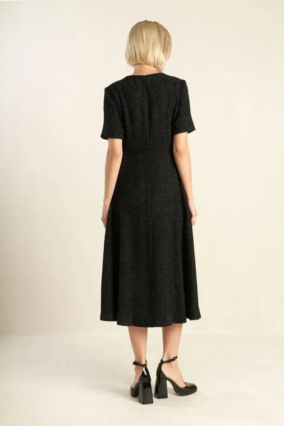SOMETHING MORE TWEED WOVEN MIDI DRESS - Flying Tomato - Flyclothing LLC
