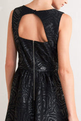 CHECK YOURSELF BLACK WOVEN MIDI DRESS - Flying Tomato - Flyclothing LLC