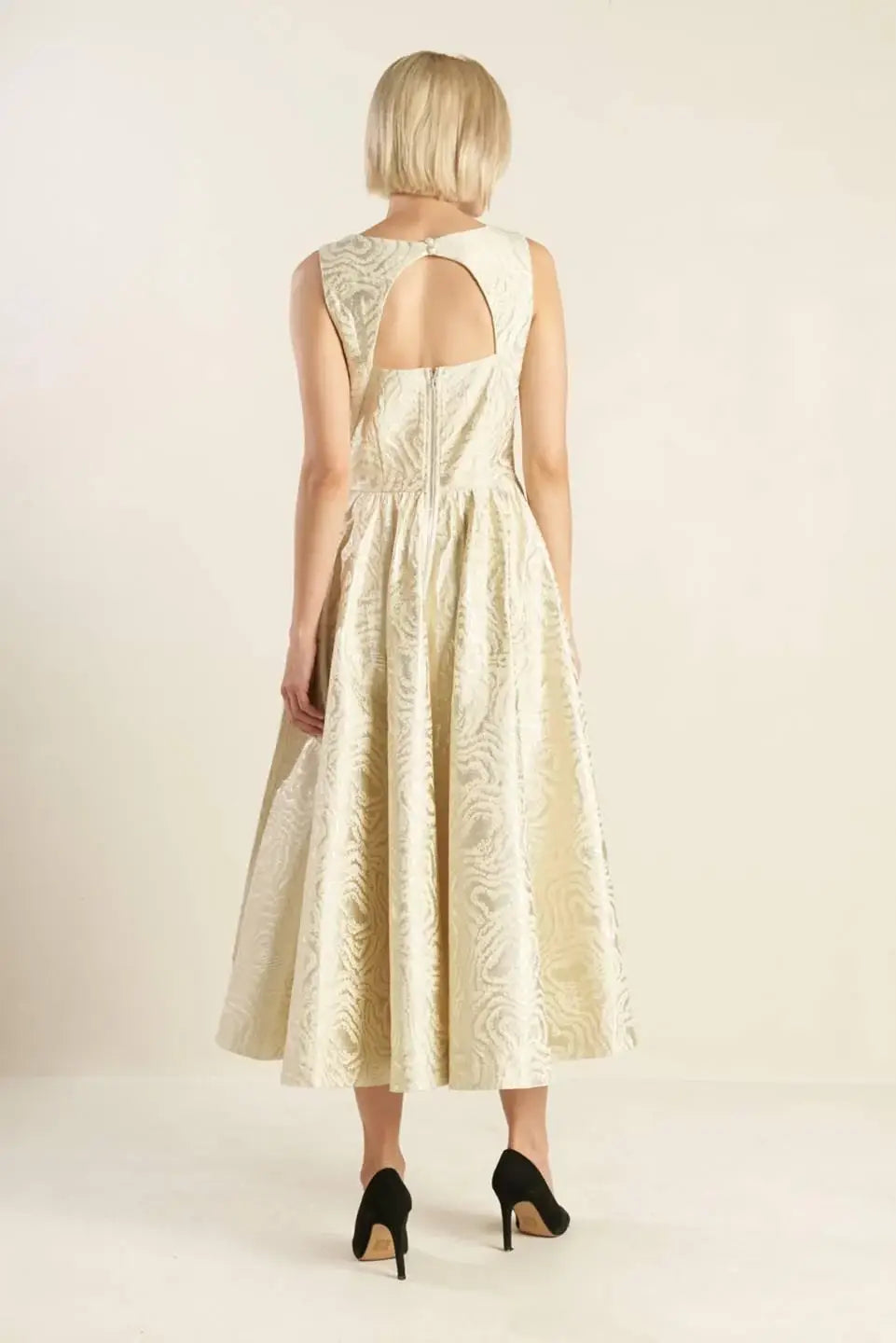 CHECK YOURSELF CHAMPAGNE WOVEN MIDI DRESS - Flying Tomato - Flyclothing LLC