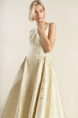 CHECK YOURSELF CHAMPAGNE WOVEN MIDI DRESS - Flying Tomato - Flyclothing LLC