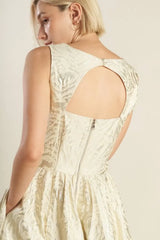 CHECK YOURSELF CHAMPAGNE WOVEN MIDI DRESS - Flying Tomato - Flyclothing LLC
