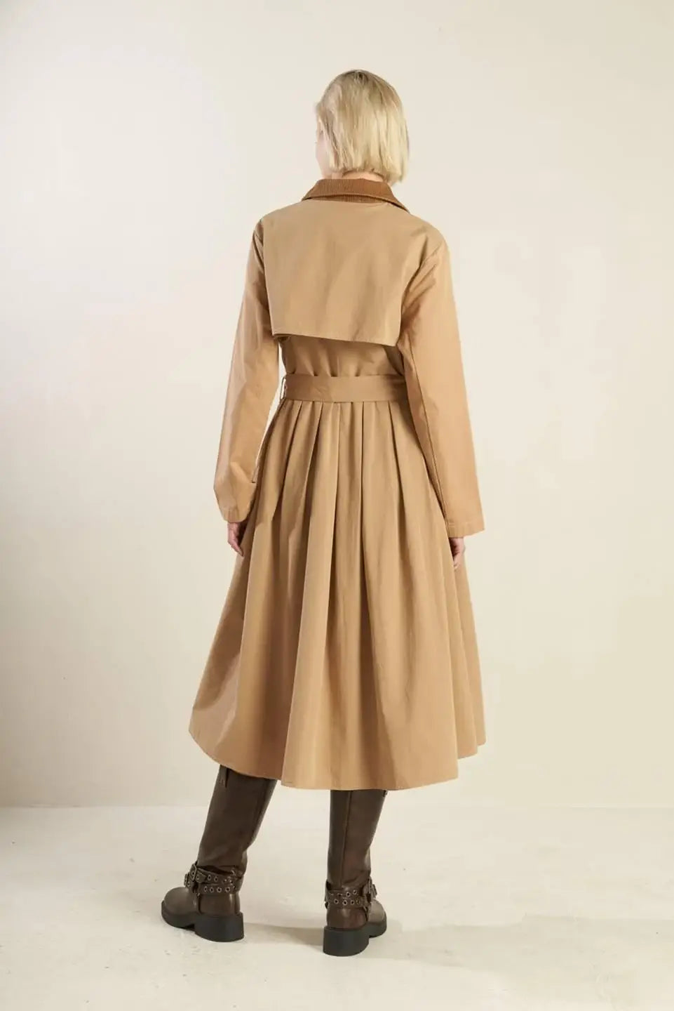 FALLING LEAVES WOVEN MIDI TRENCH COAT - Flying Tomato - Flyclothing LLC