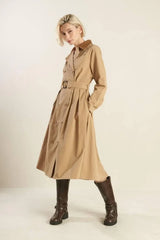 FALLING LEAVES WOVEN MIDI TRENCH COAT - Flying Tomato - Flyclothing LLC
