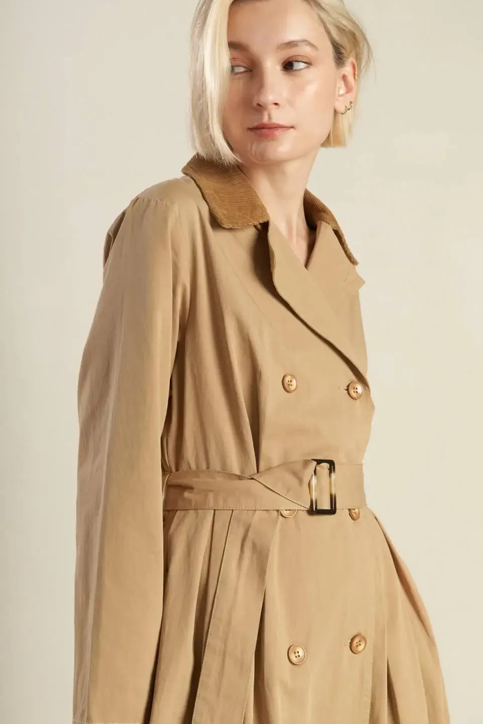 FALLING LEAVES WOVEN MIDI TRENCH COAT - Flying Tomato - Flyclothing LLC