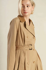 FALLING LEAVES WOVEN MIDI TRENCH COAT - Flying Tomato - Flyclothing LLC
