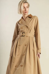 FALLING LEAVES WOVEN MIDI TRENCH COAT - Flying Tomato - Flyclothing LLC