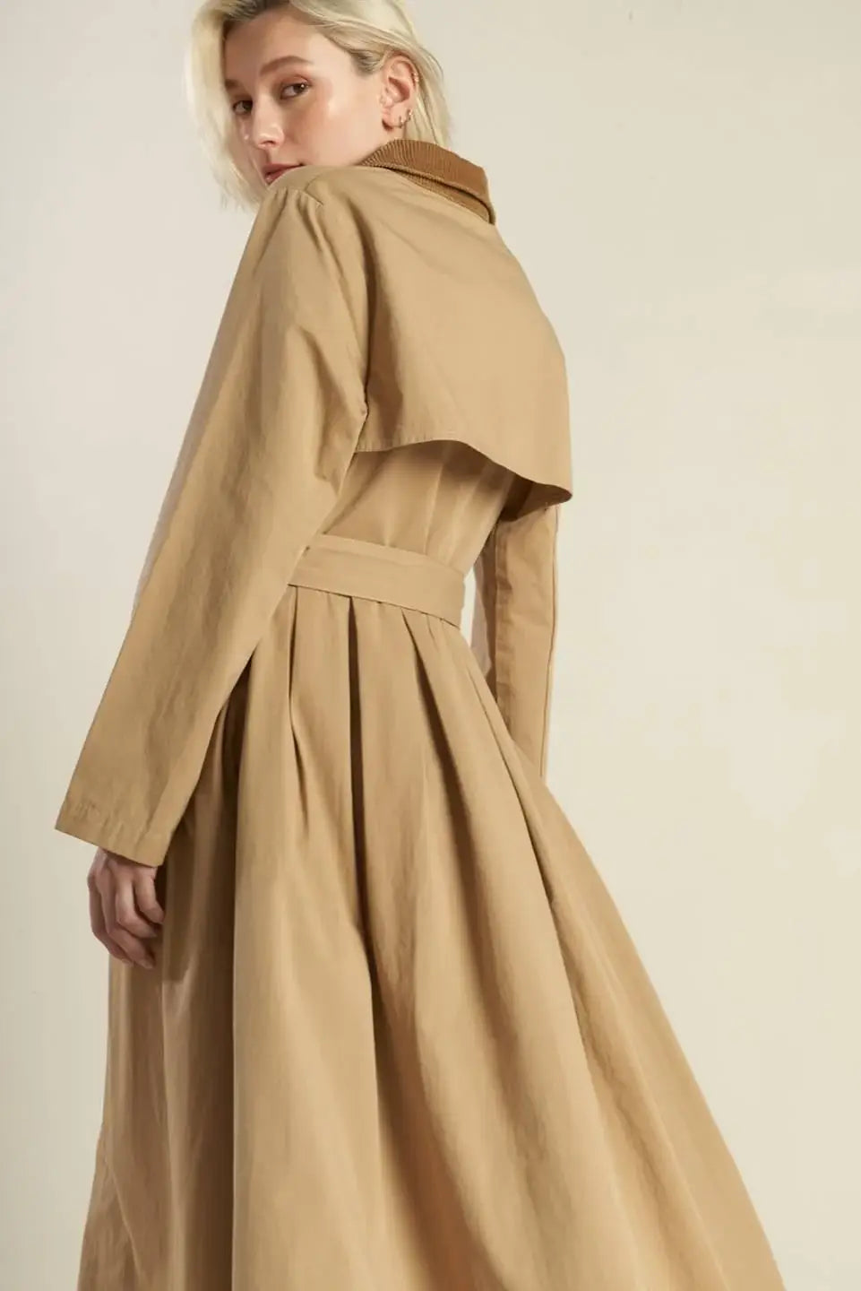 FALLING LEAVES WOVEN MIDI TRENCH COAT - Flying Tomato - Flyclothing LLC