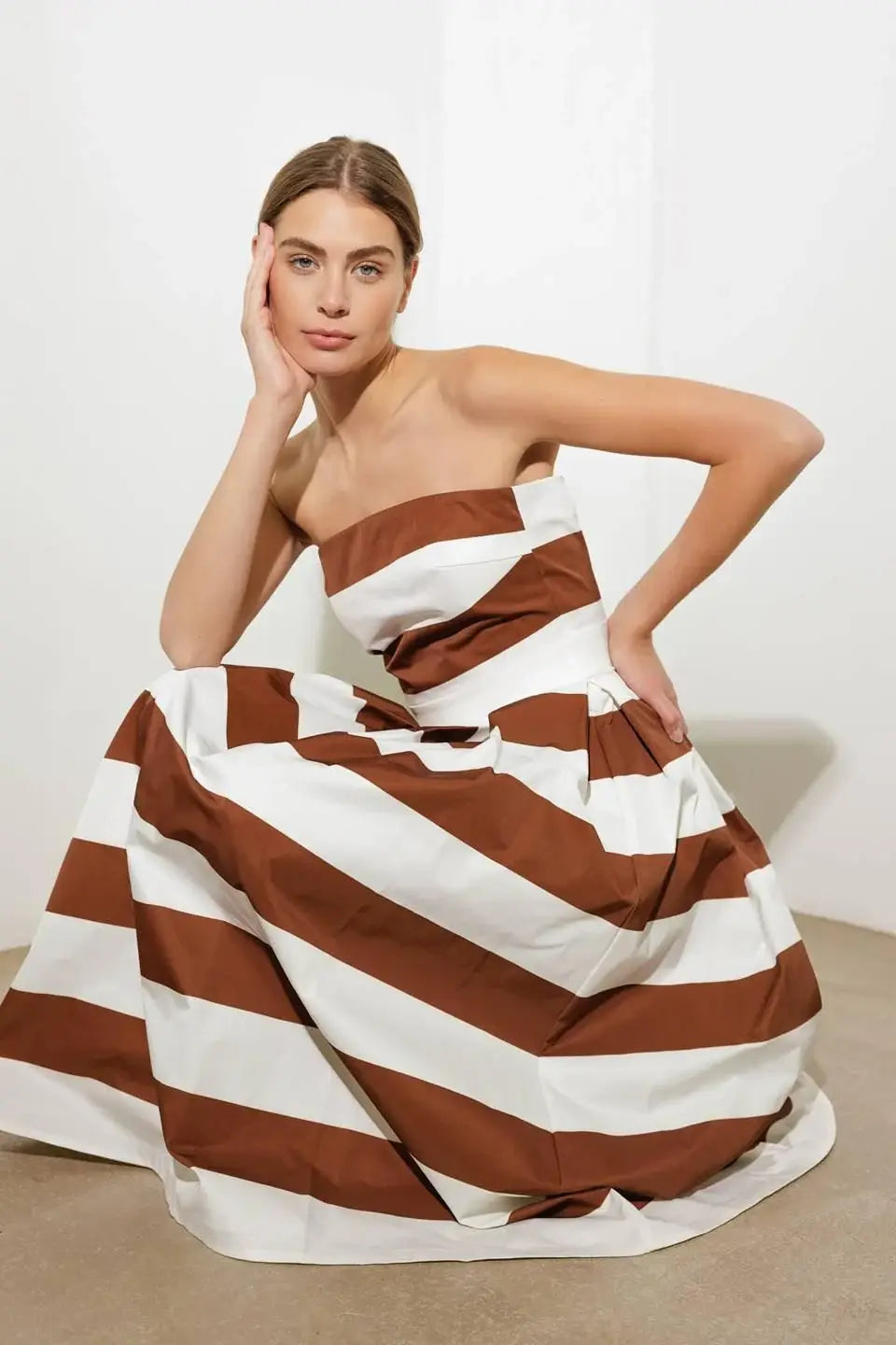 EVERYDAY HUSTLE RUST WOVEN MIDI DRESS - Flying Tomato - Flyclothing LLC