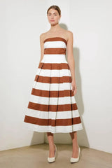 EVERYDAY HUSTLE RUST WOVEN MIDI DRESS - Flying Tomato - Flyclothing LLC