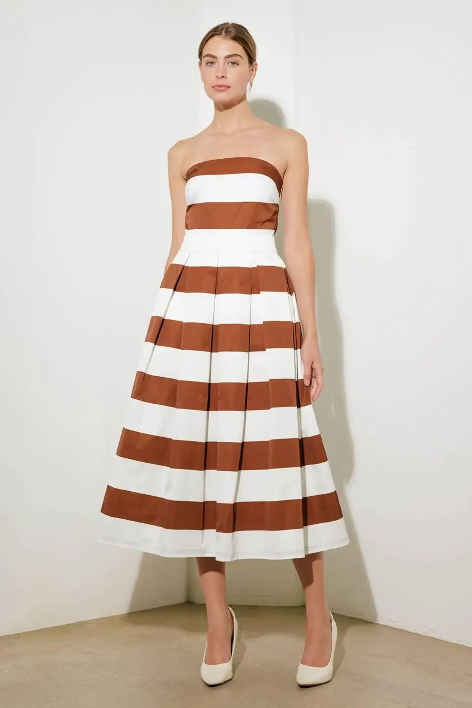 EVERYDAY HUSTLE RUST WOVEN MIDI DRESS - Flying Tomato - Flyclothing LLC