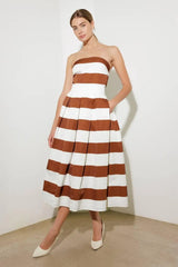 EVERYDAY HUSTLE RUST WOVEN MIDI DRESS - Flying Tomato - Flyclothing LLC