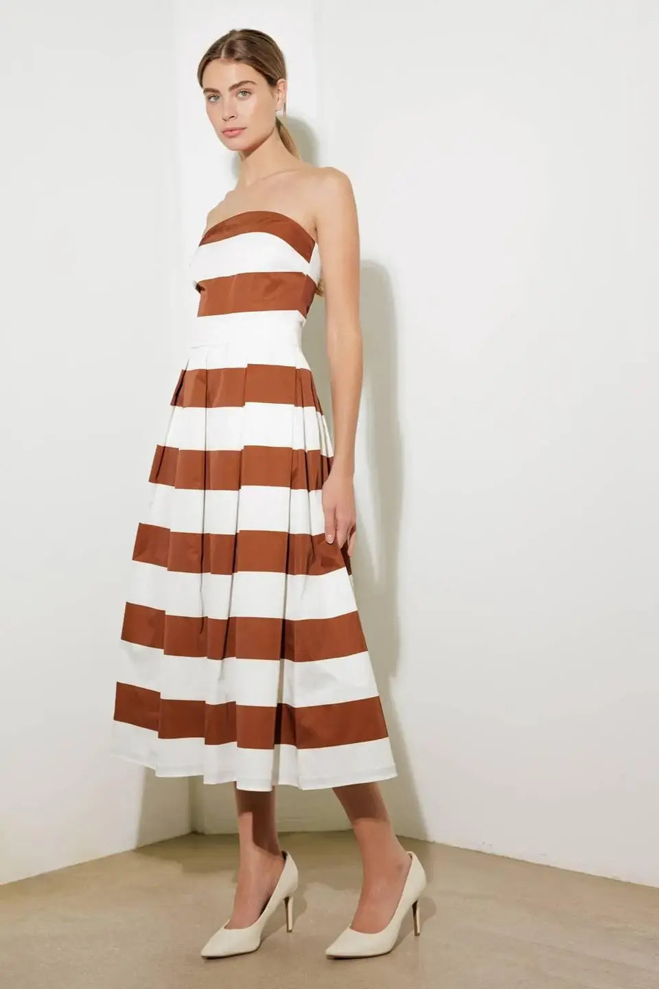 EVERYDAY HUSTLE RUST WOVEN MIDI DRESS - Flying Tomato - Flyclothing LLC